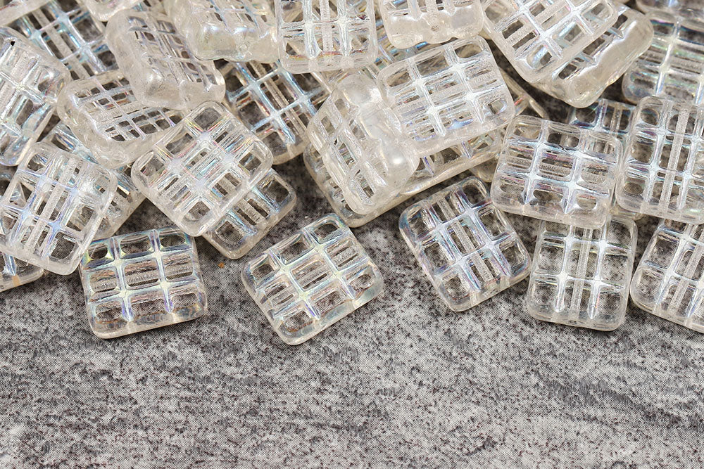 Waffles 15×13mm Crystal AB Full 1-Hole Czech Beads