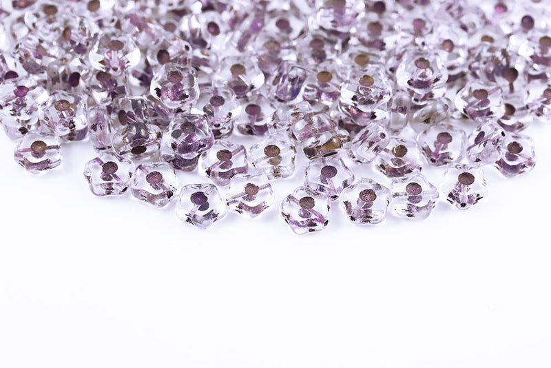 Forget Me Not 11mm Crystal With Pink 1-Hole Czech Beads