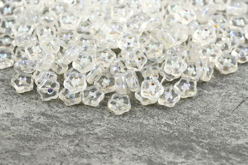 Forget Me Not 11mm Crystal AB Full 1-Hole Czech Beads