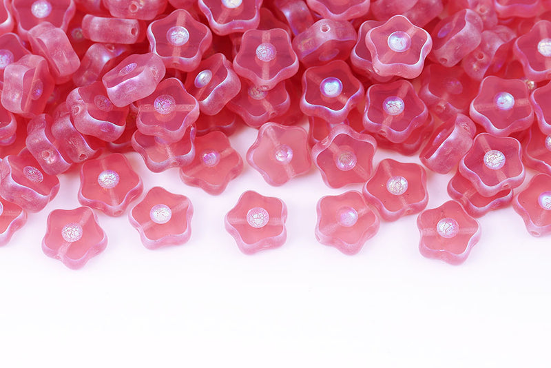 Forget Me Not 11mm Opal Lt.Pink AB Full 1-Hole Czech Beads