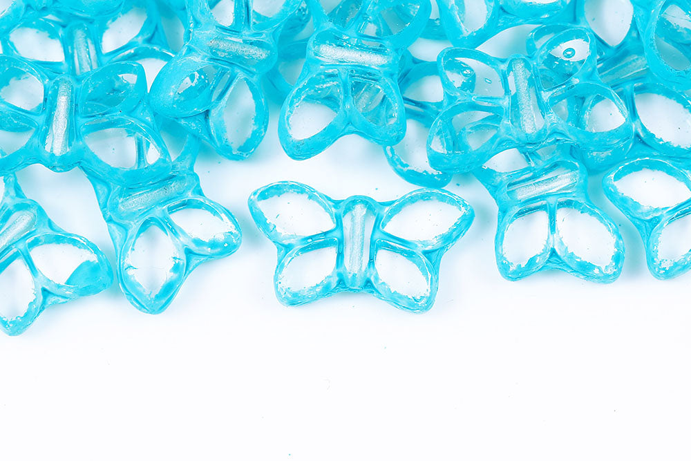 Butterfly 20x12mm Crystal Aqua Matt Finish 1-Hole Czech Beads