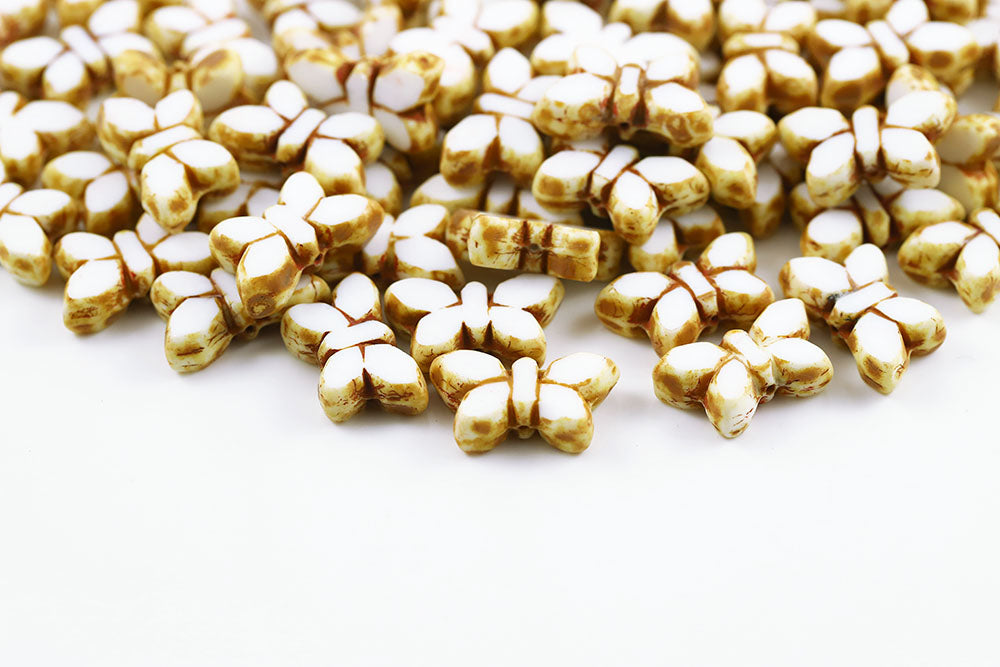 Butterfly 20x12mm Chalk Travertine 1-Hole Czech Beads