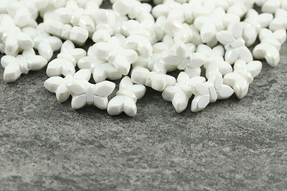 Butterfly 20x12mm Chalk AB Full 1-Hole Czech Beads