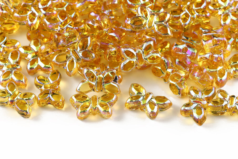 Butterfly 20x12mm Lt.Topaz AB Full 1-Hole Czech Beads