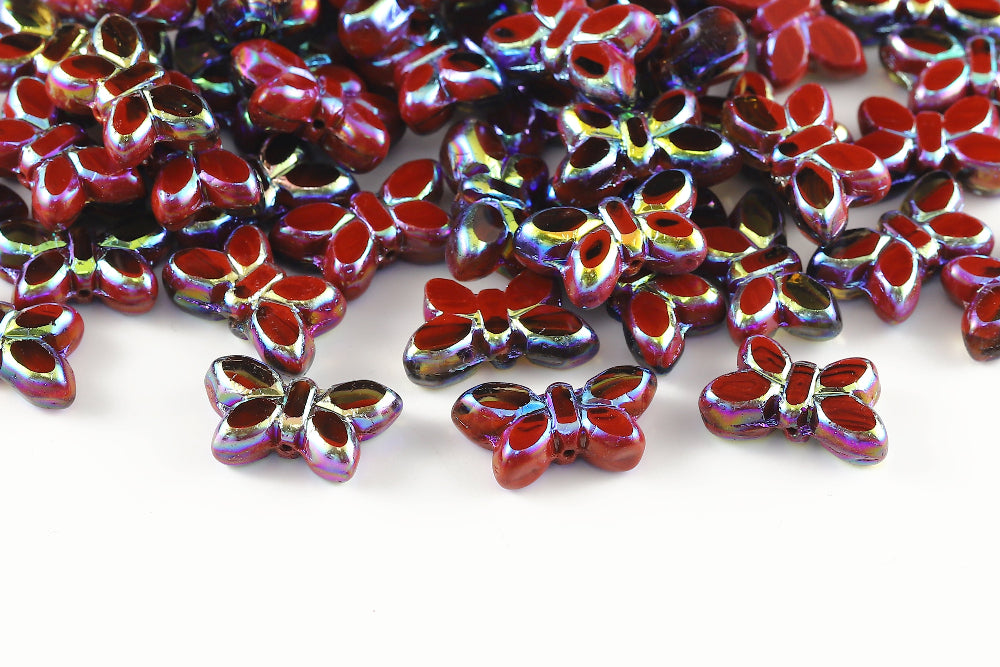 Butterfly 20x12mm Chocolate Black Diamond Mixed AB Full 1-Hole Czech Beads