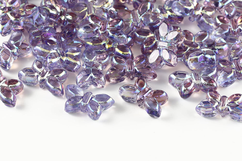 Butterfly 20x12mm Lt.Amethyst Lt.Sapphire Mixed AB Full 1-Hole Czech Beads