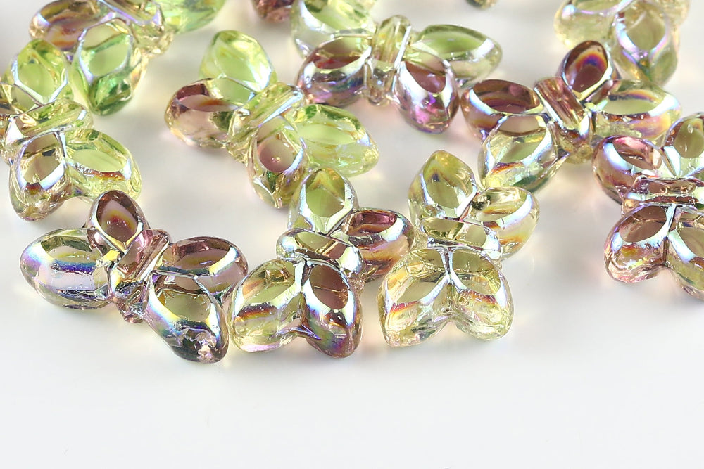 Butterfly 20x12mm Lt.Amethyst Citrine Mixed AB Full 1-Hole Czech Beads