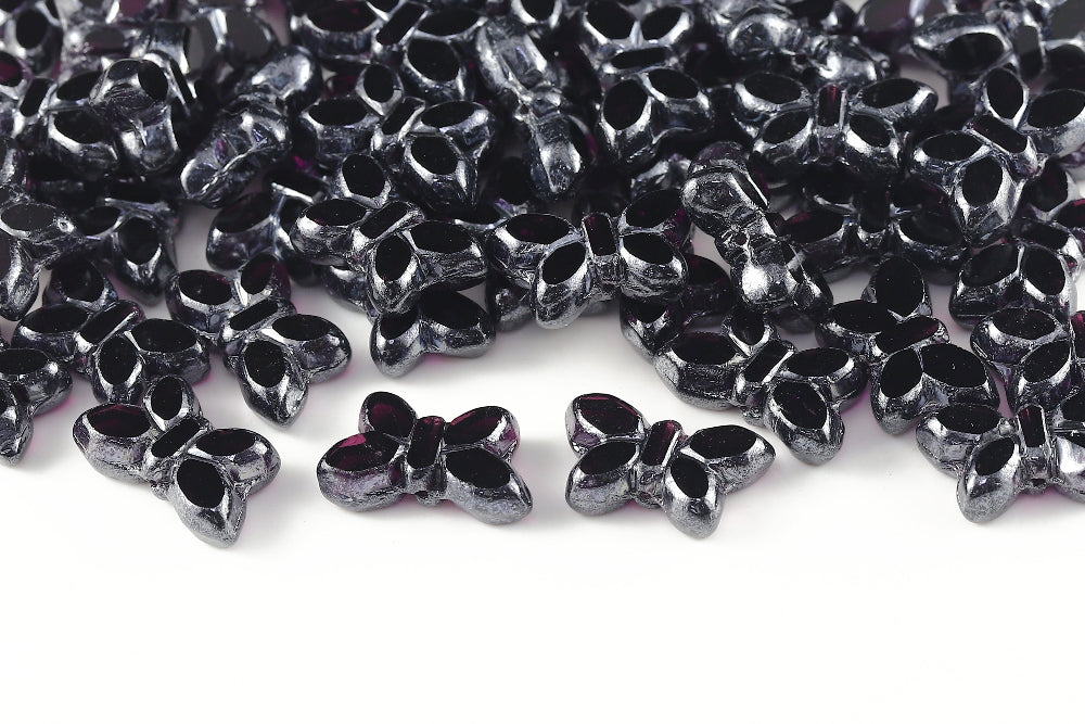 Butterfly 20x12mm Deep Tanzanite Luster 1-Hole Czech Beads