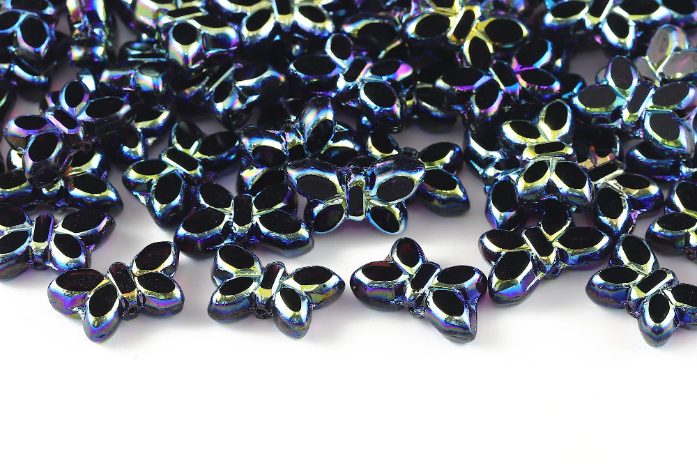Butterfly 20x12mm Deep Tanzanite AB Full 1-Hole Czech Beads