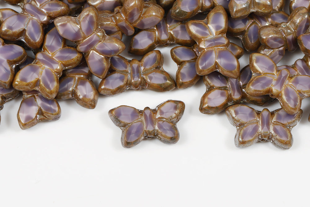 Butterfly 20x12mm Amethyst Picasso 1-Hole Czech Beads