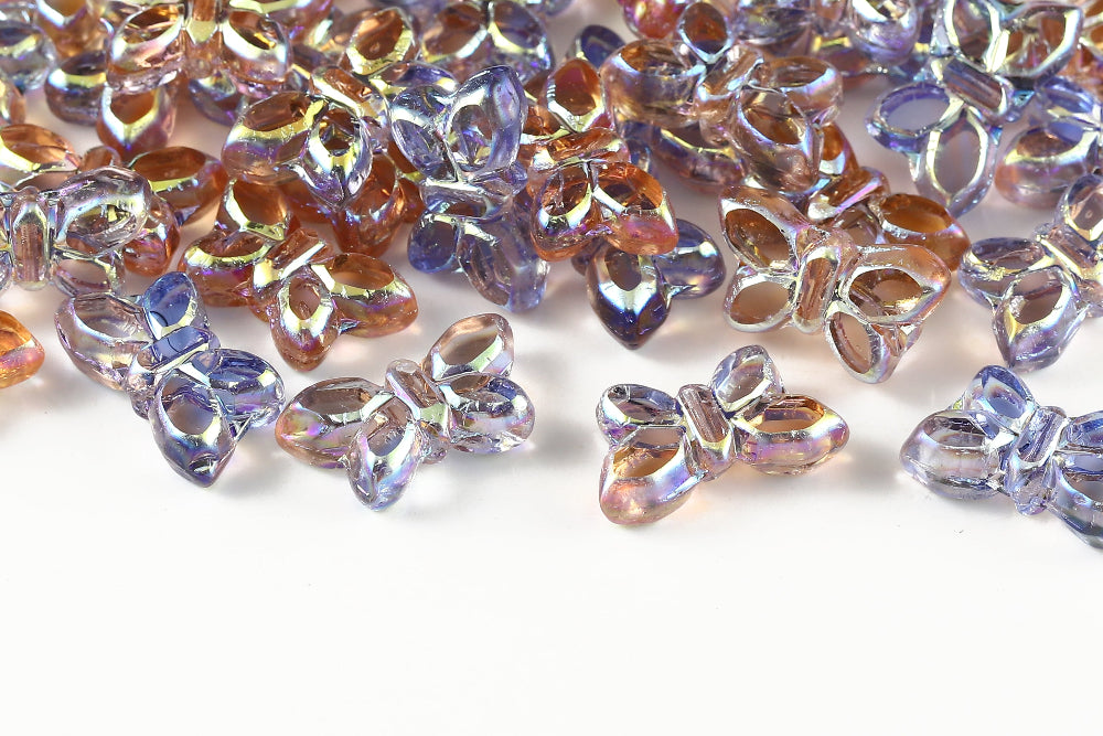 Butterfly 20x12mm Lt.Sapphire Rose Mixed AB Full 1-Hole Czech Beads