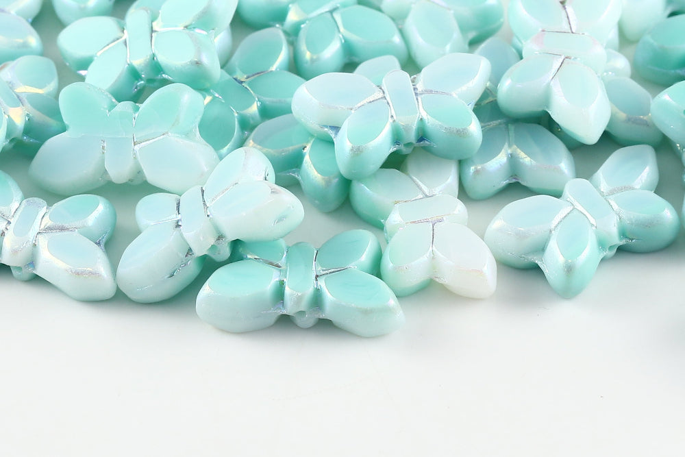 Butterfly 20x12mm Chalk Caribbean Sea Mixed AB 1-Hole Czech Beads