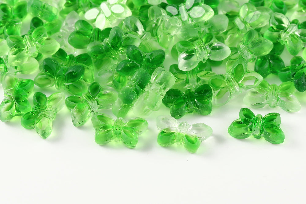 Butterfly 20x12mm Crystal Peridot Mixed Matt 1-Hole Czech Beads
