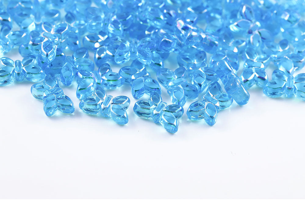 Butterfly 20x12mm Aqua AB Full 1-Hole Czech Beads