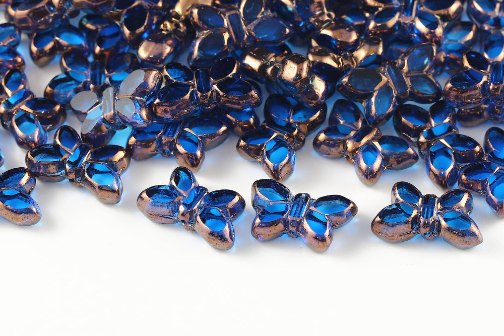 Butterfly 20x12mm Sapphire Violet Luster 1-Hole Czech Beads