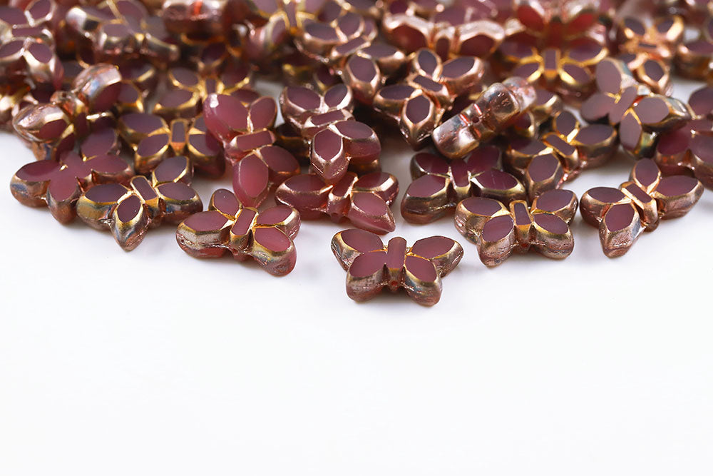 Butterfly 20x12mm Opal Peach Santander 1-Hole Czech Beads