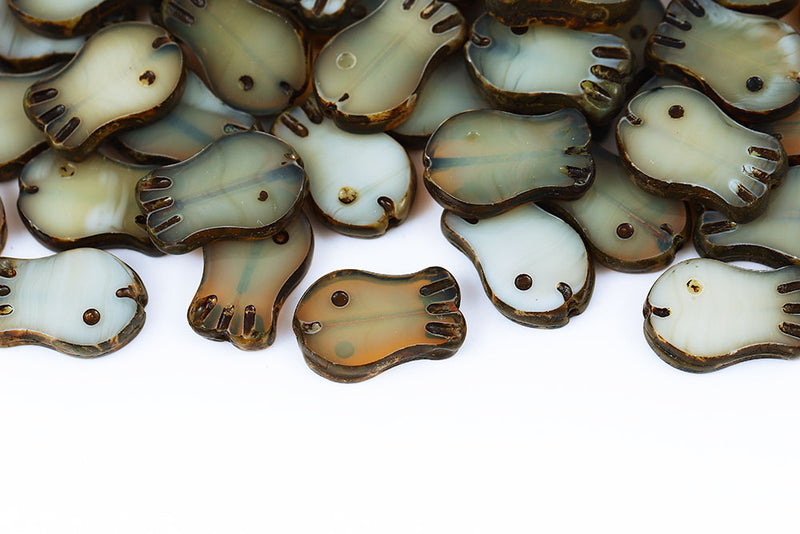 Fish 19×12mm Opal Silk Ivory Travertine 1-Hole Czech Beads