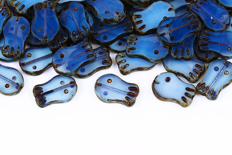 Fish 19×12mm Opal Blue Travertine 1-Hole Czech Beads