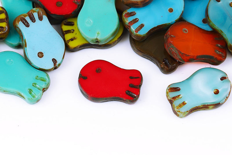 Fish 19×12mm Mix Travertine 1-Hole Czech Beads
