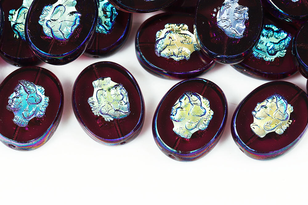 Cameo 20×16mm Amethyst AB Full 1-Hole Czech Beads