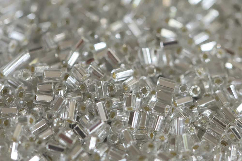 Preciosa Bugles 1″ Crystal Silver Lined col.78102