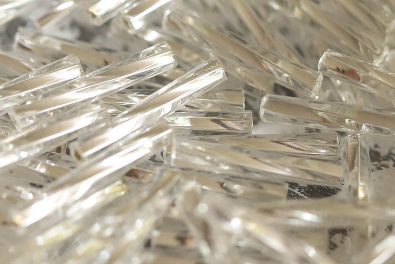 Preciosa Bugles Twisted 15mm Crystal Silver Lined col.78102
