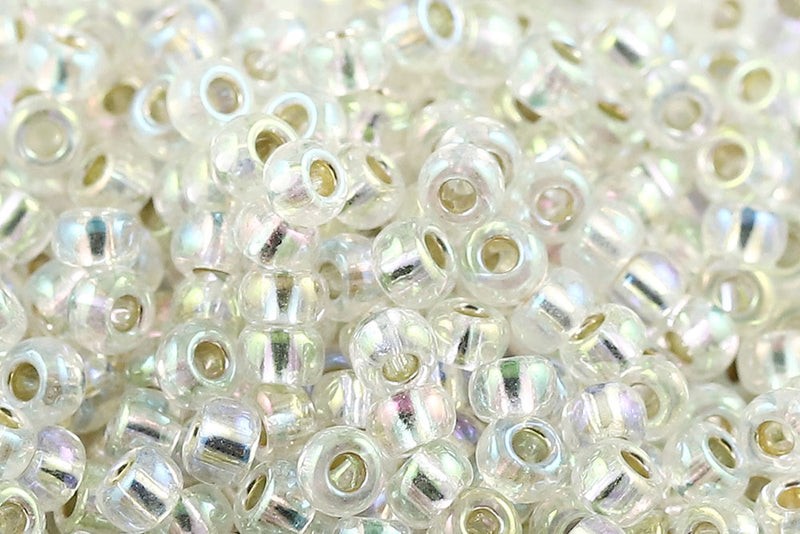 Preciosa Rocailles 8/0 Crystal Silver Lined Iris col.78109