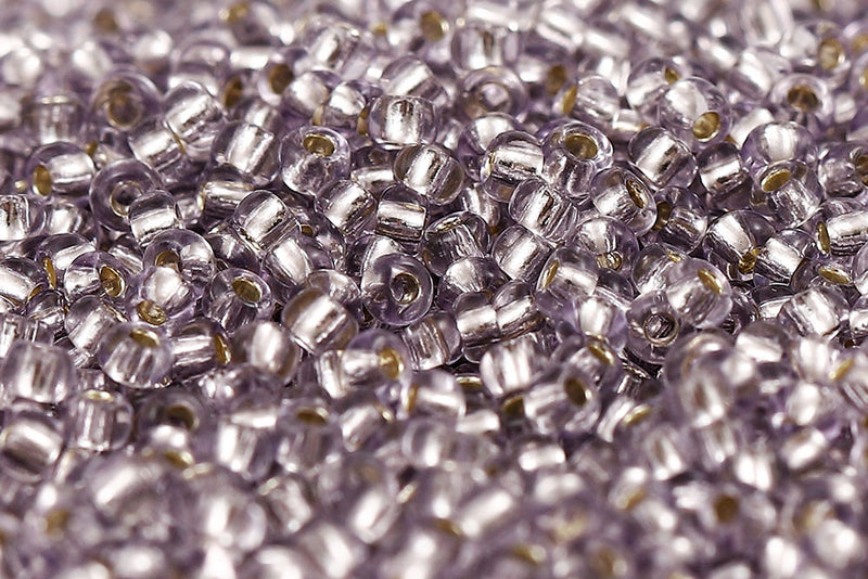 Preciosa Rocailles 11/0 Transparent Lt.Amethyst Silver Lined col.78221