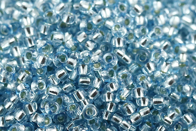 Preciosa Rocailles 11/0 Crystal Silver Lined Blue Ivy Dyed col.78232
