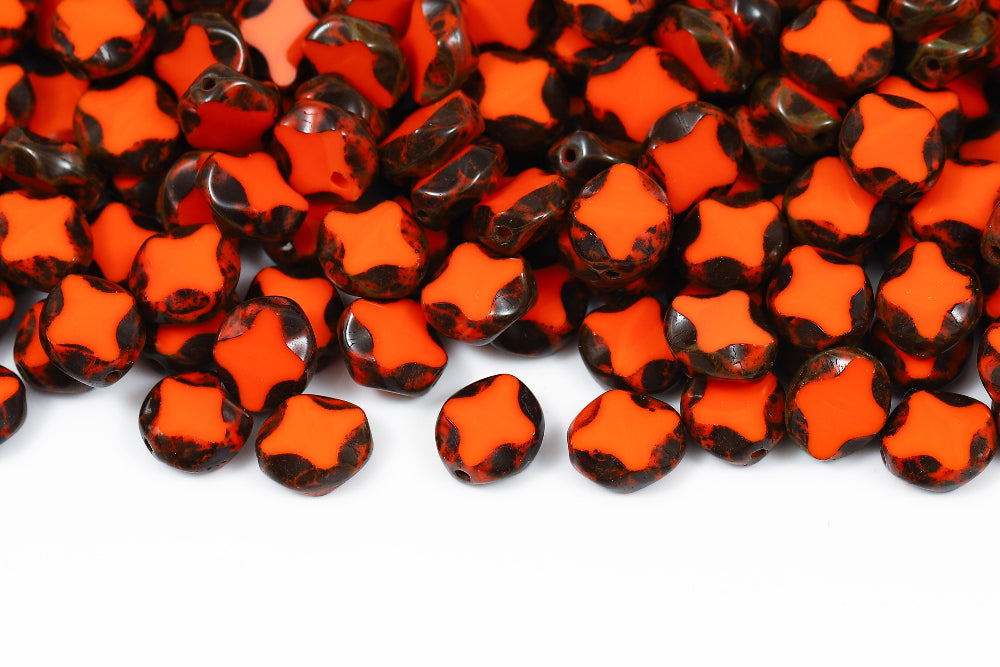 Star Oval 9×8mm Opaque Sun Travertin 1-Hole Czech Beads