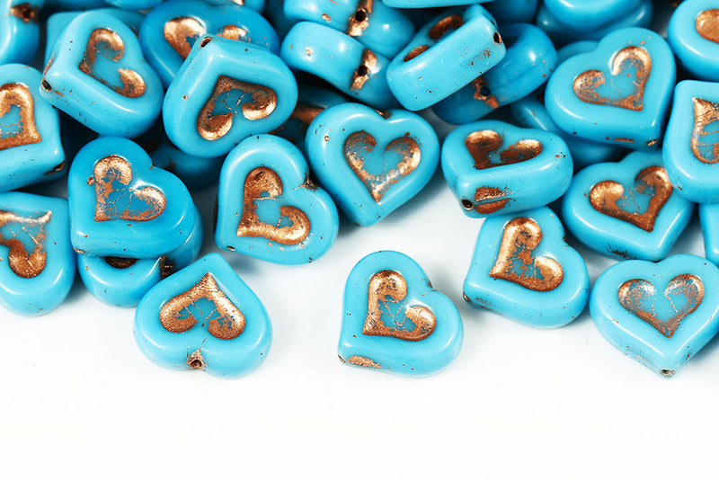 Heart 14×12mm Czech Glass Beads Col.63030-54200