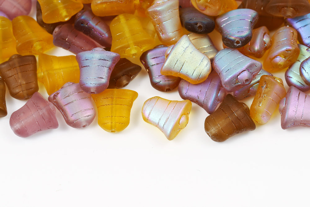 Bell 14×13mm Mix Transp AB Matt 1-hole Czech Beads