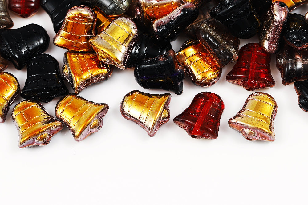 Bell 14×13mm Mix Transp-Capri Gold 1-hole Czech Beads