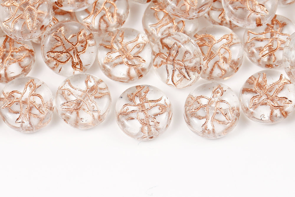 Swan 14mm Crystal With Copper 1-Hole Czech Beads