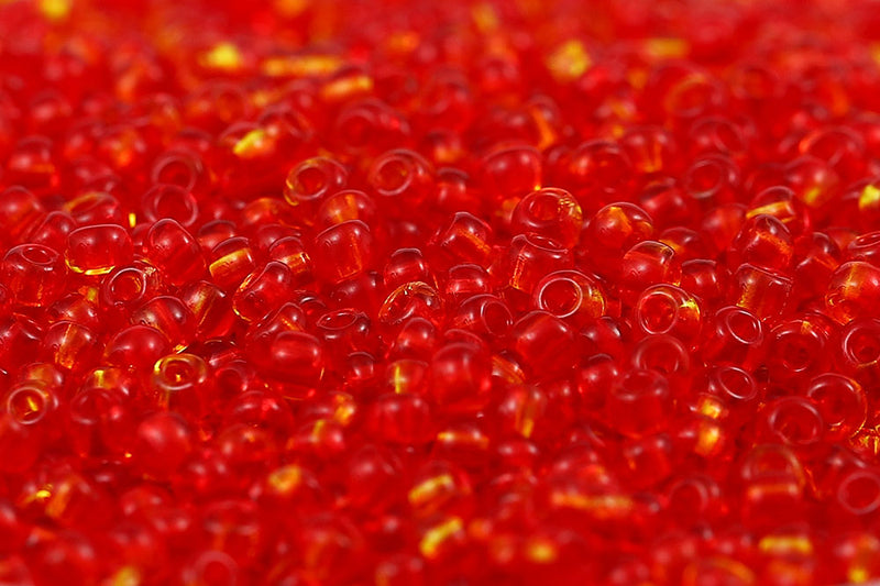 Preciosa Rocailles 11/0 Transparent Red&Yellow col.81797