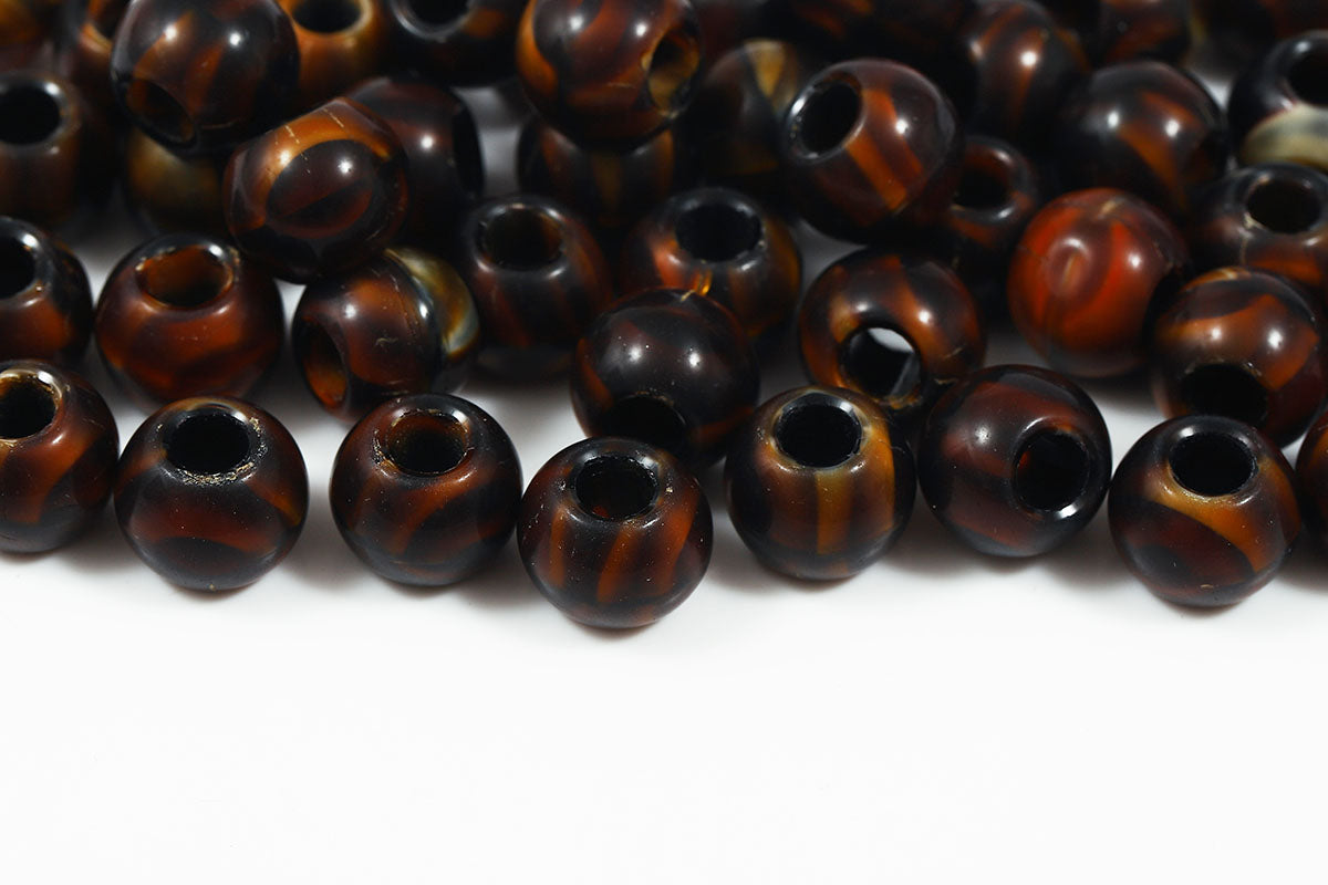 Round 12mm Toffee Black Mixed Large Hole Czech Beads