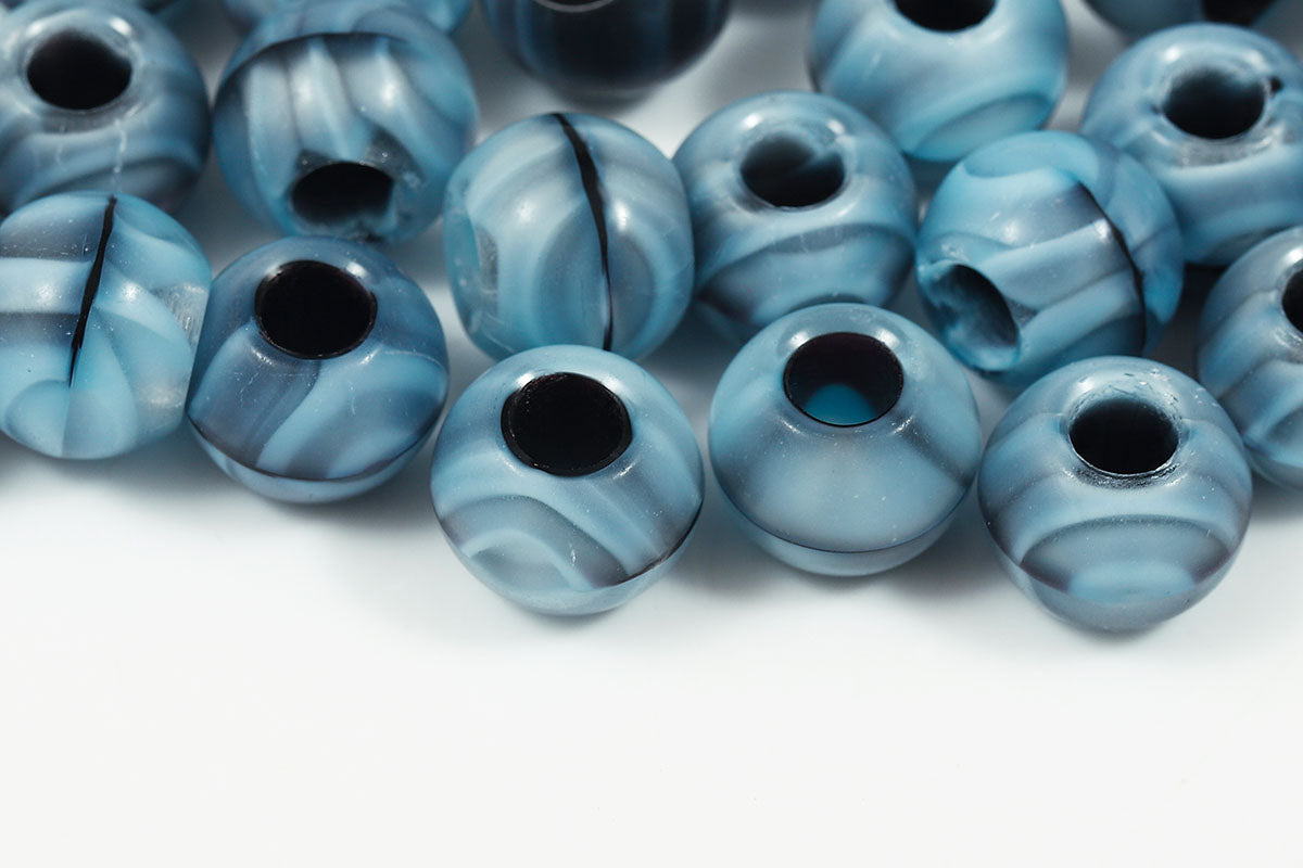 Round 12mm Aqua Black Mixed Large Hole Czech Beads