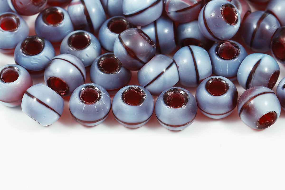 Round 12mm Burgundy Gray Mixed Large Hole Czech Beads