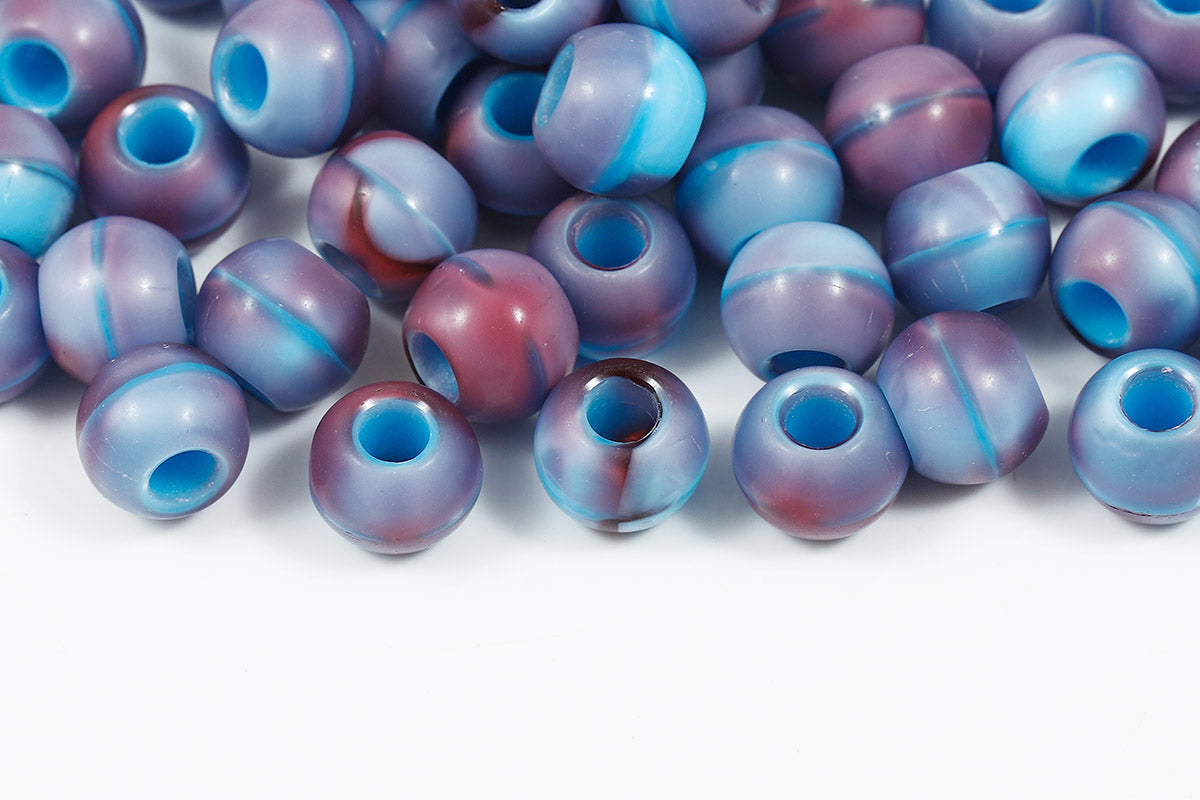 Round 12mm Aqua Pink Mixed Large Hole Czech Beads