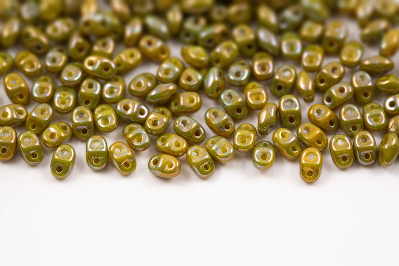 Miniduo 2×4mm Limon Nebula 2-Hole Czech Beads