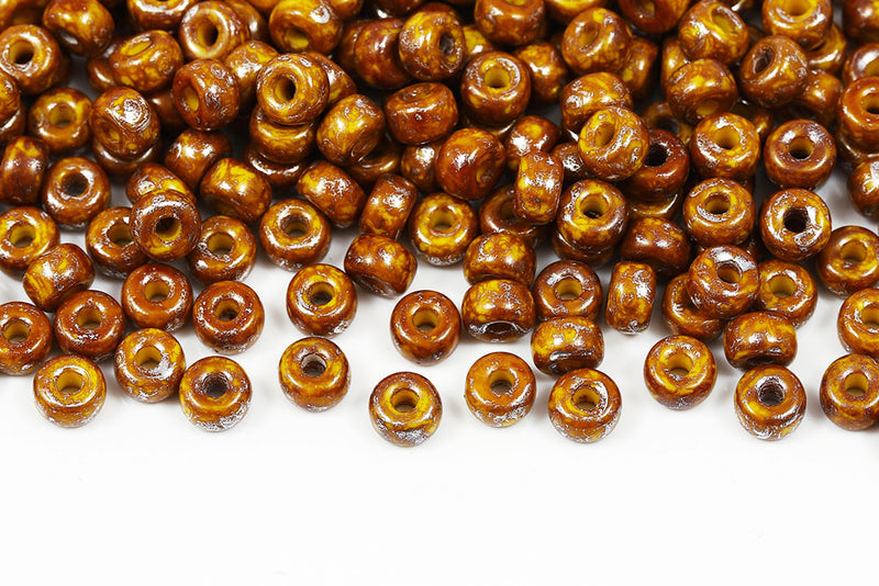 Matubo Round 2/0 Opaque Lemon Picasso Czech Seed beads