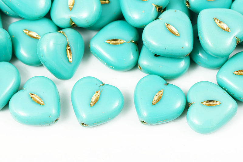 Heart 14mm Czech Glass Beads Col.63120GL