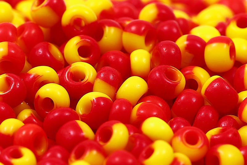 Preciosa Rocailles 6/0 Harlequin Red&Yellow Col.83790