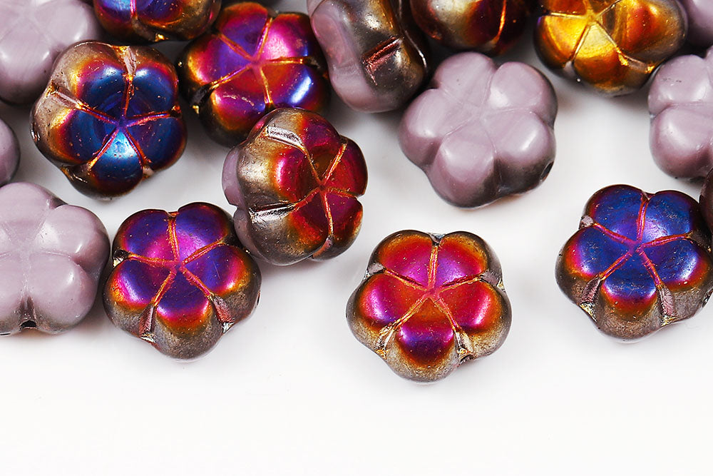 Plum 10mm Opaque Purple Sliperit 1-Hole Czech Beads