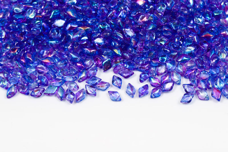 Gemduo 8×5mm Summer Rainbow Dark Blue 2-Hole Czech Beads