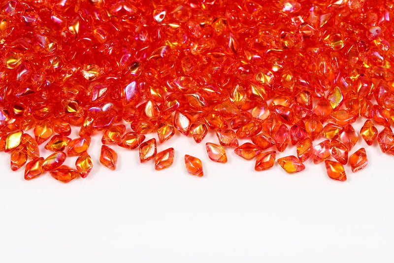 Gemduo 8×5mm Summer Rainbow Orange 2-Hole Czech Beads