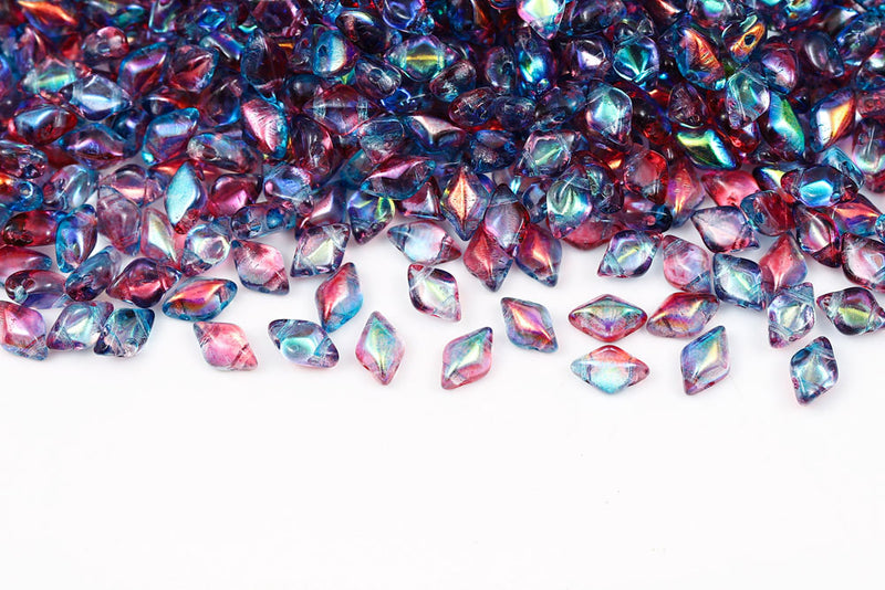 Gemduo 8×5mm Summer Rainbow Dark Violet 2-Hole Czech Beads