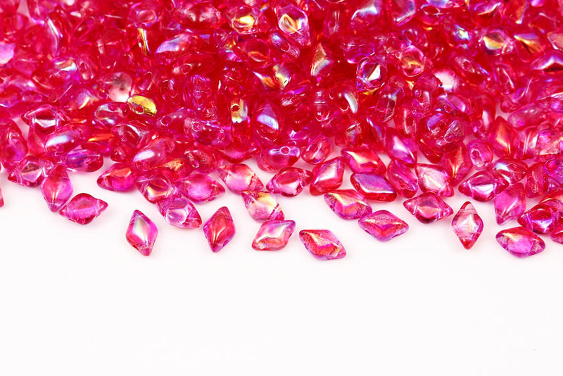 Gemduo 8×5mm Summer Rainbow Pink 2-Hole Czech Beads