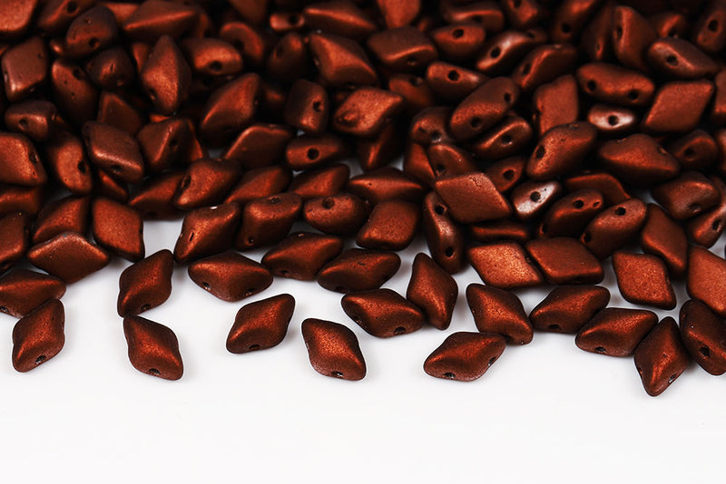 Gemduo 8×5mm Alabaster Burnt Copper Mat 2-Hole Czech Beads
