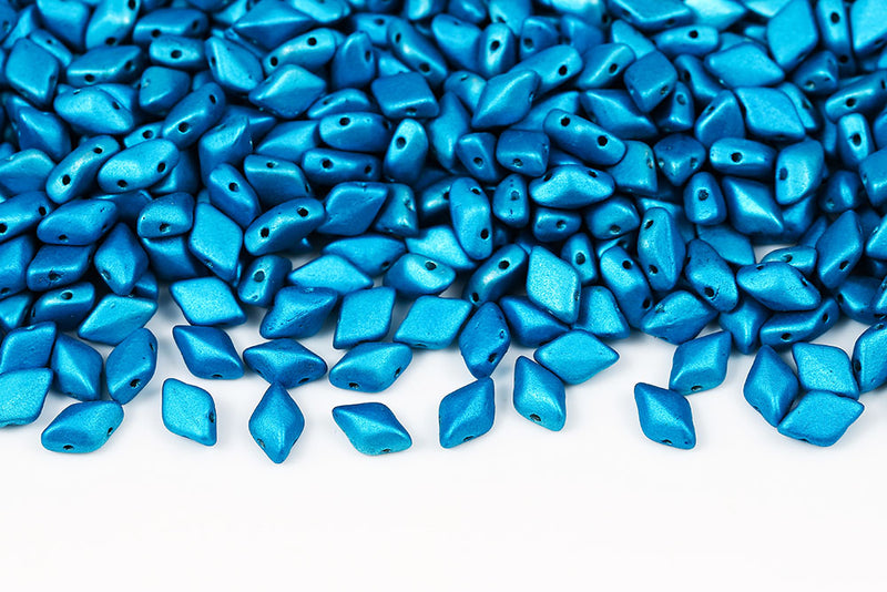 Gemduo 8×5mm Alabaster Turquoise Mat 2-Hole Czech Beads